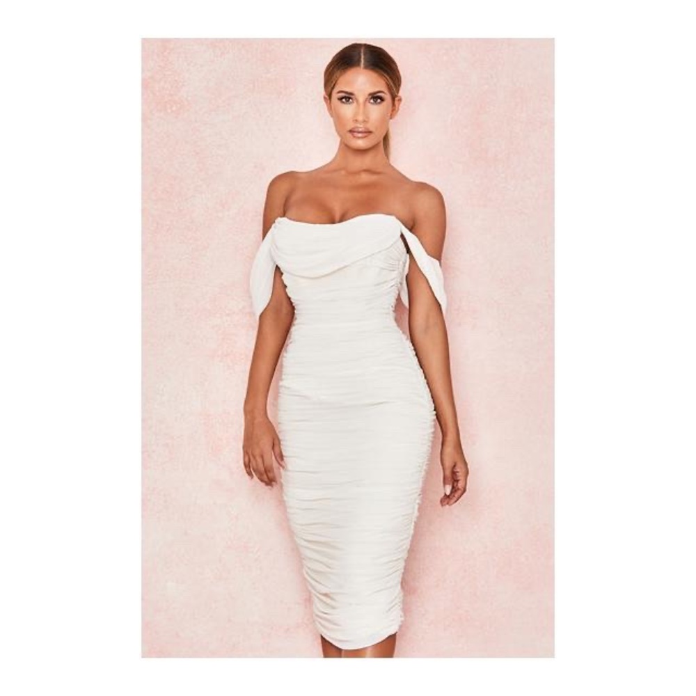 House of CB Carlotta ivory ruched off shoulder